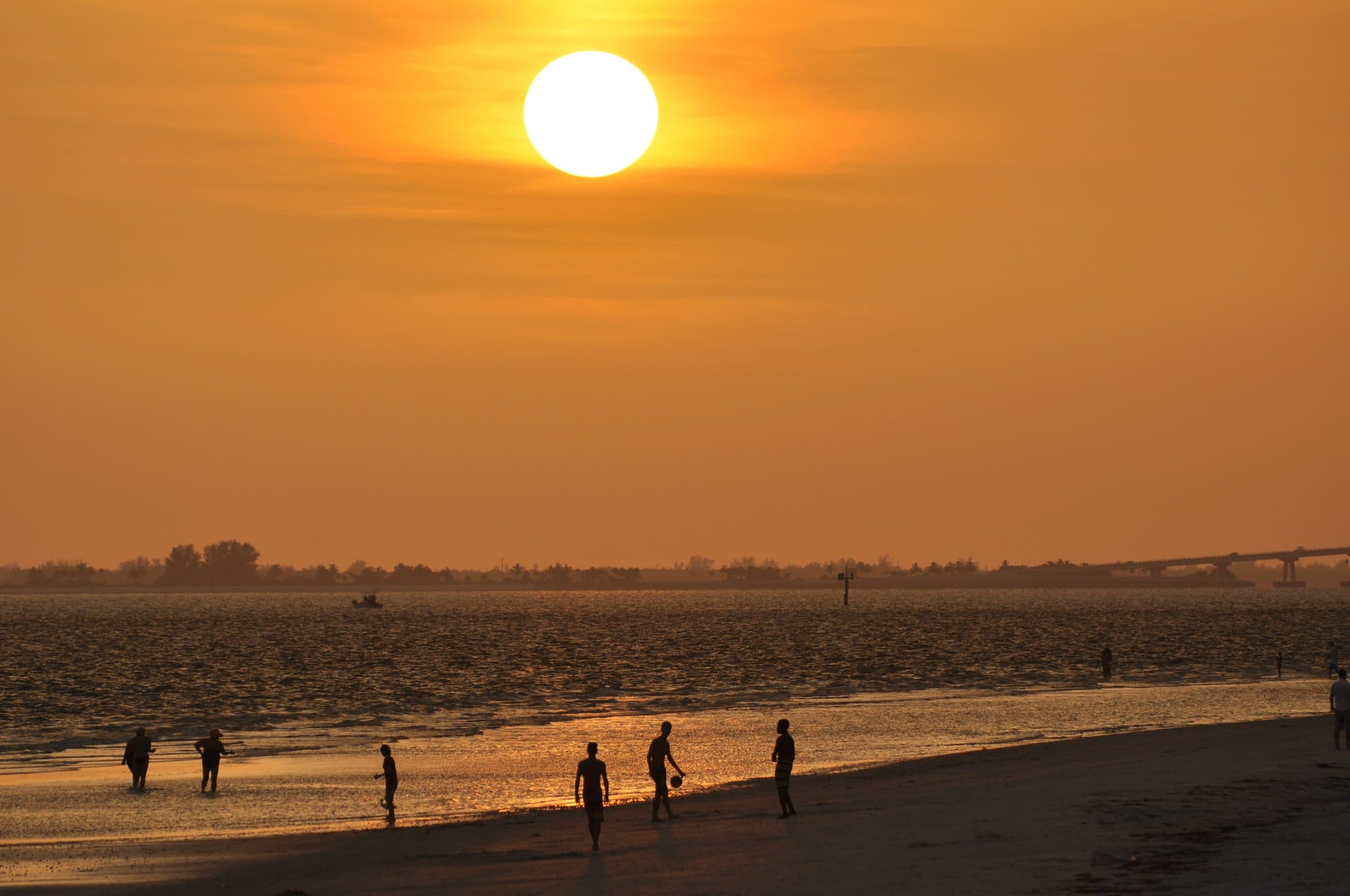 Sunset over the water at Fort Myers Beach
